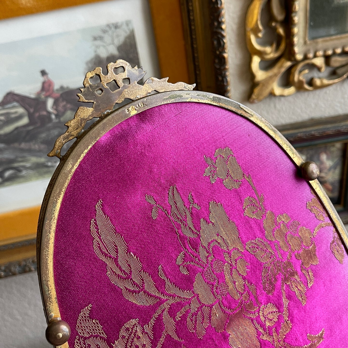 Vintage Antique Royal Blue velvet & Lace Footed Oval Dresser vanity Tray