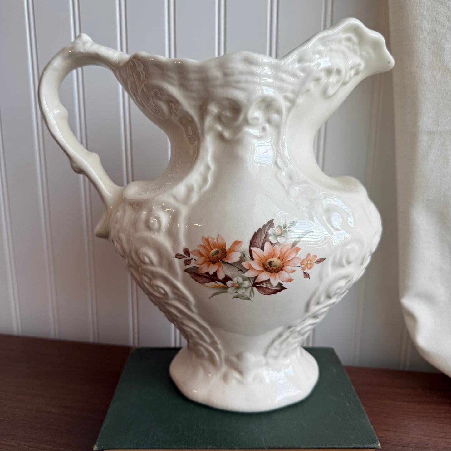 Porcelain flower Pitcher Jug in cream color