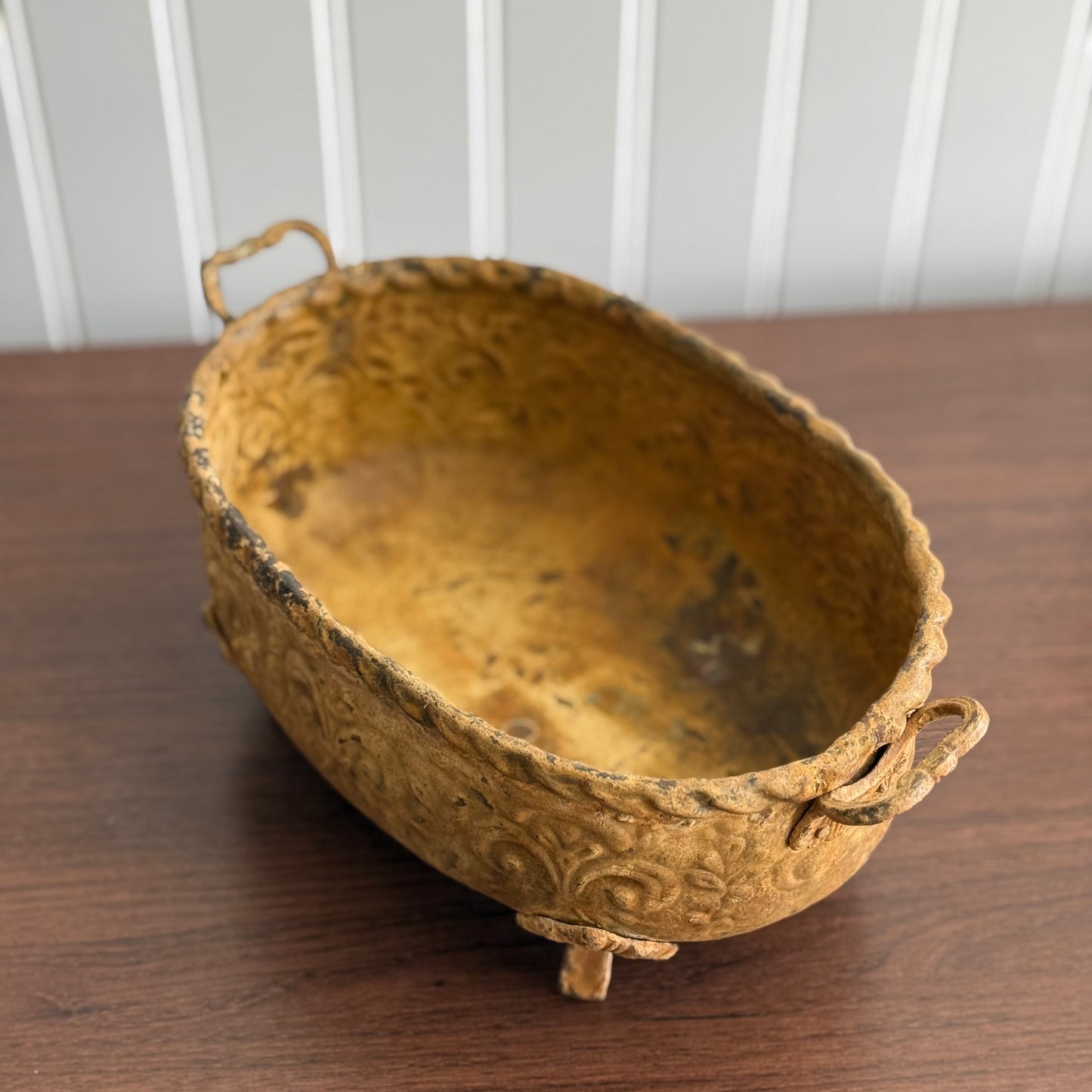 Vintage Rustic Metal Footed Planter