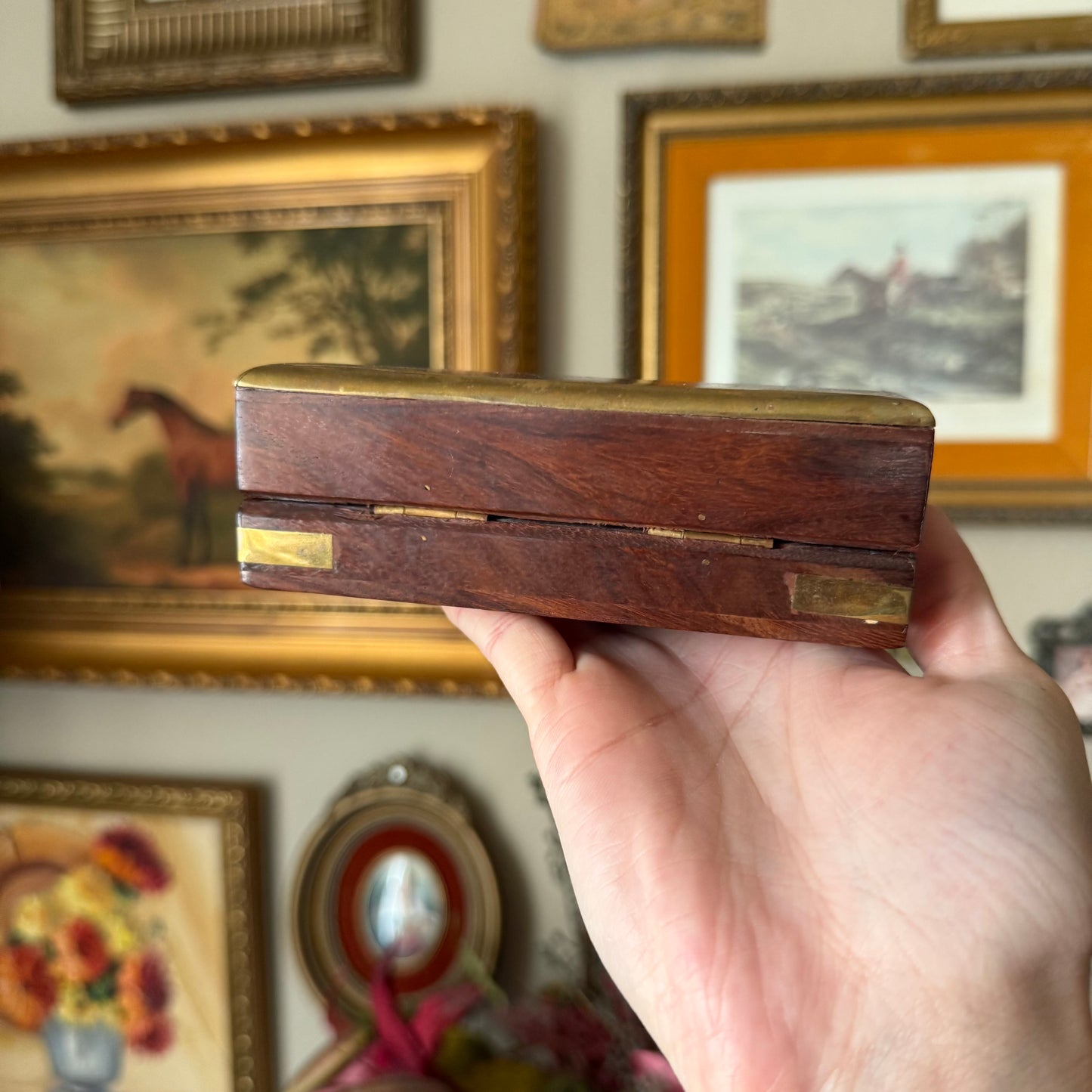 Vintage Wooden & Brass Anchor Box
