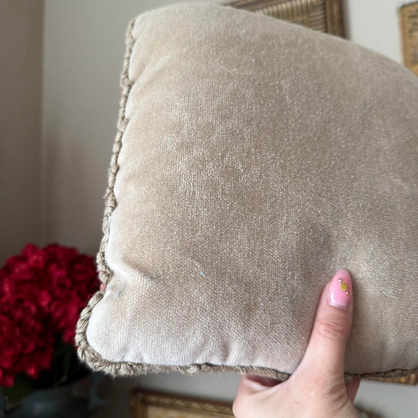 Vintage Needlepoint Tapestry Scenery Pillow