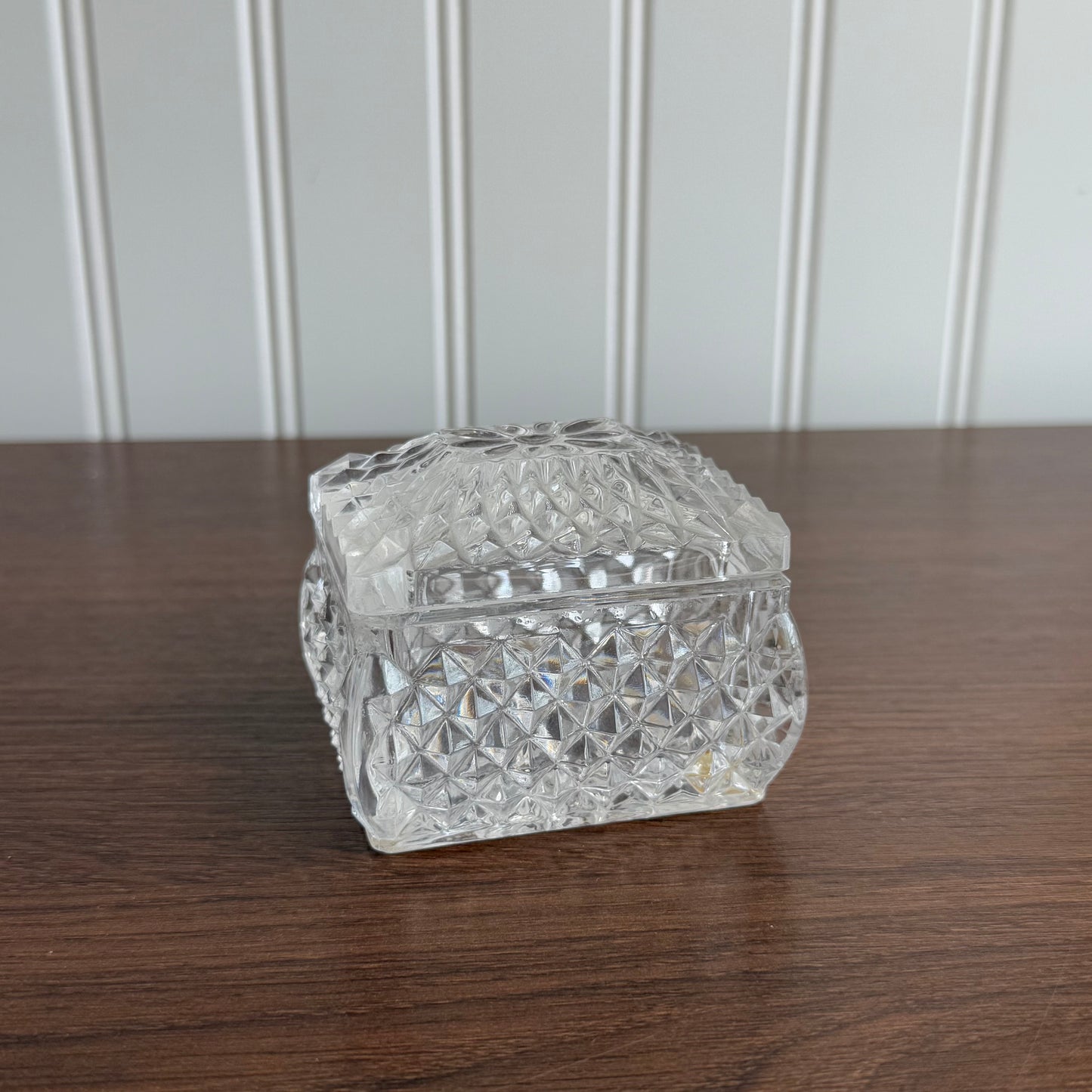 Vintage Cut Glass Lidded Trinket Box