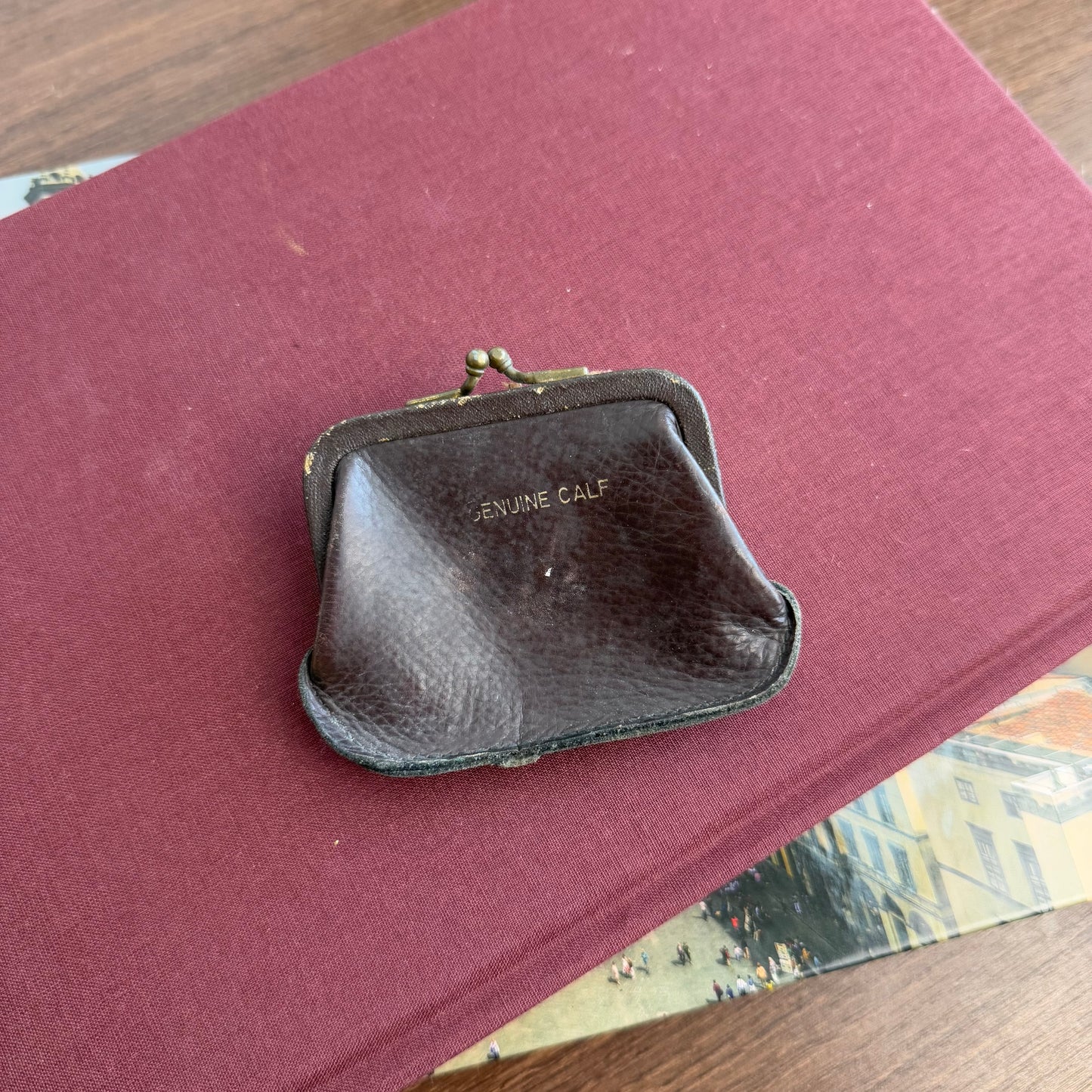 Vintage 1960’s Genuine Calf Leather Kiss Lock Coin Purse