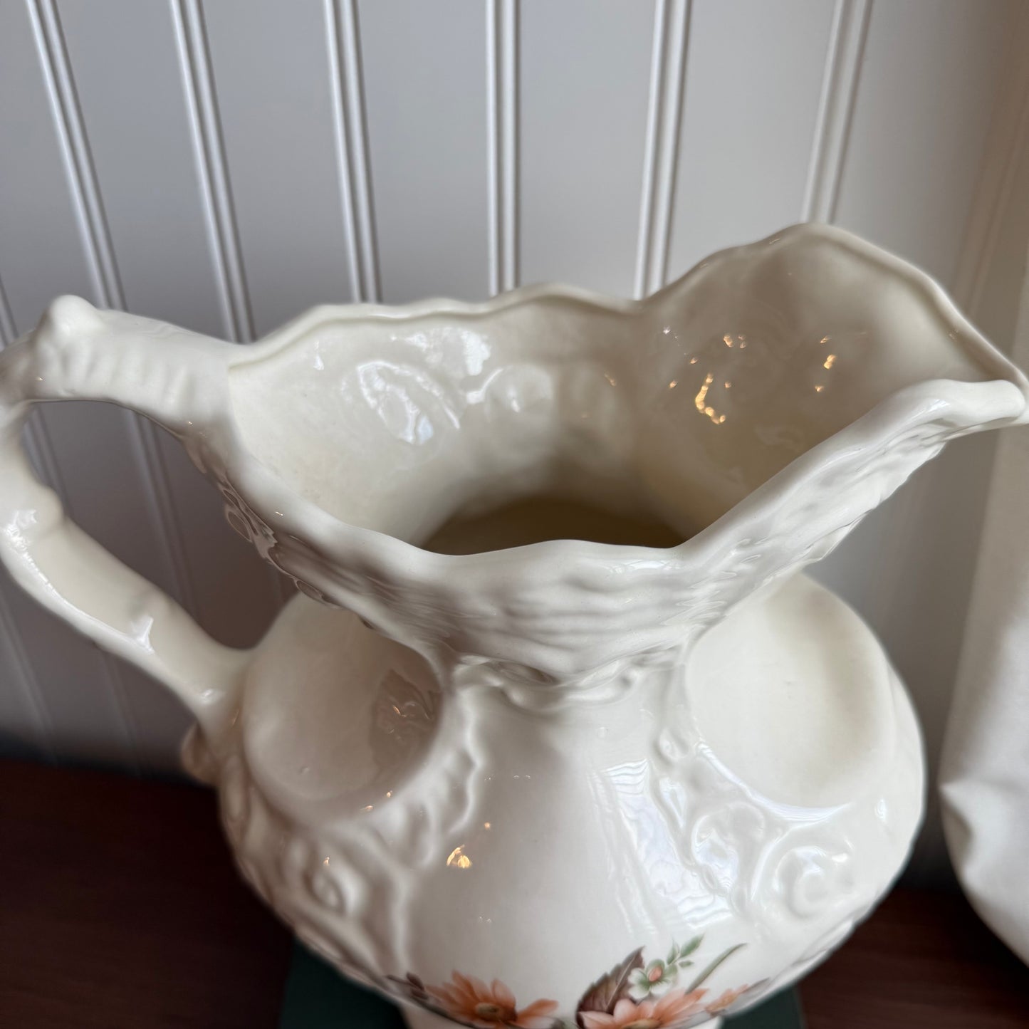 Porcelain flower Pitcher Jug in cream color