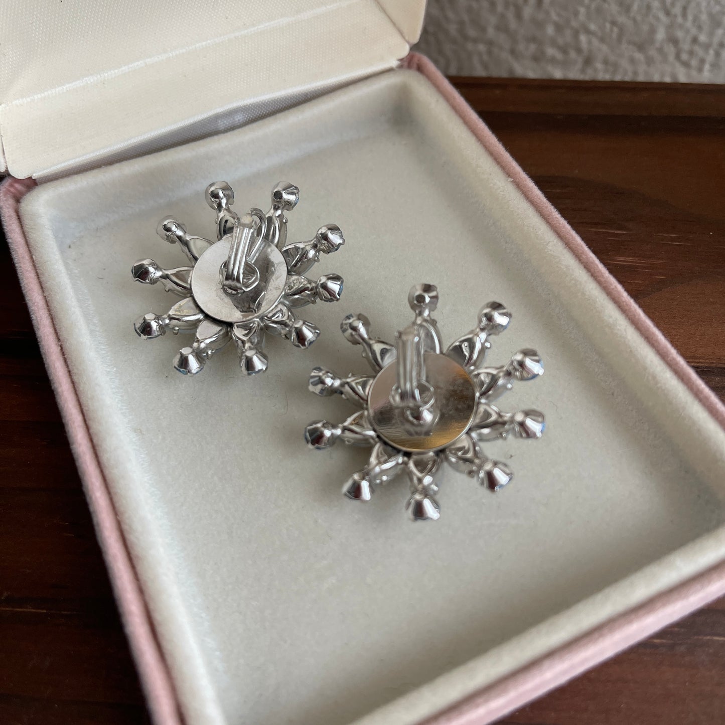 Vintage Blue cloud Rhinestone clip on earrings