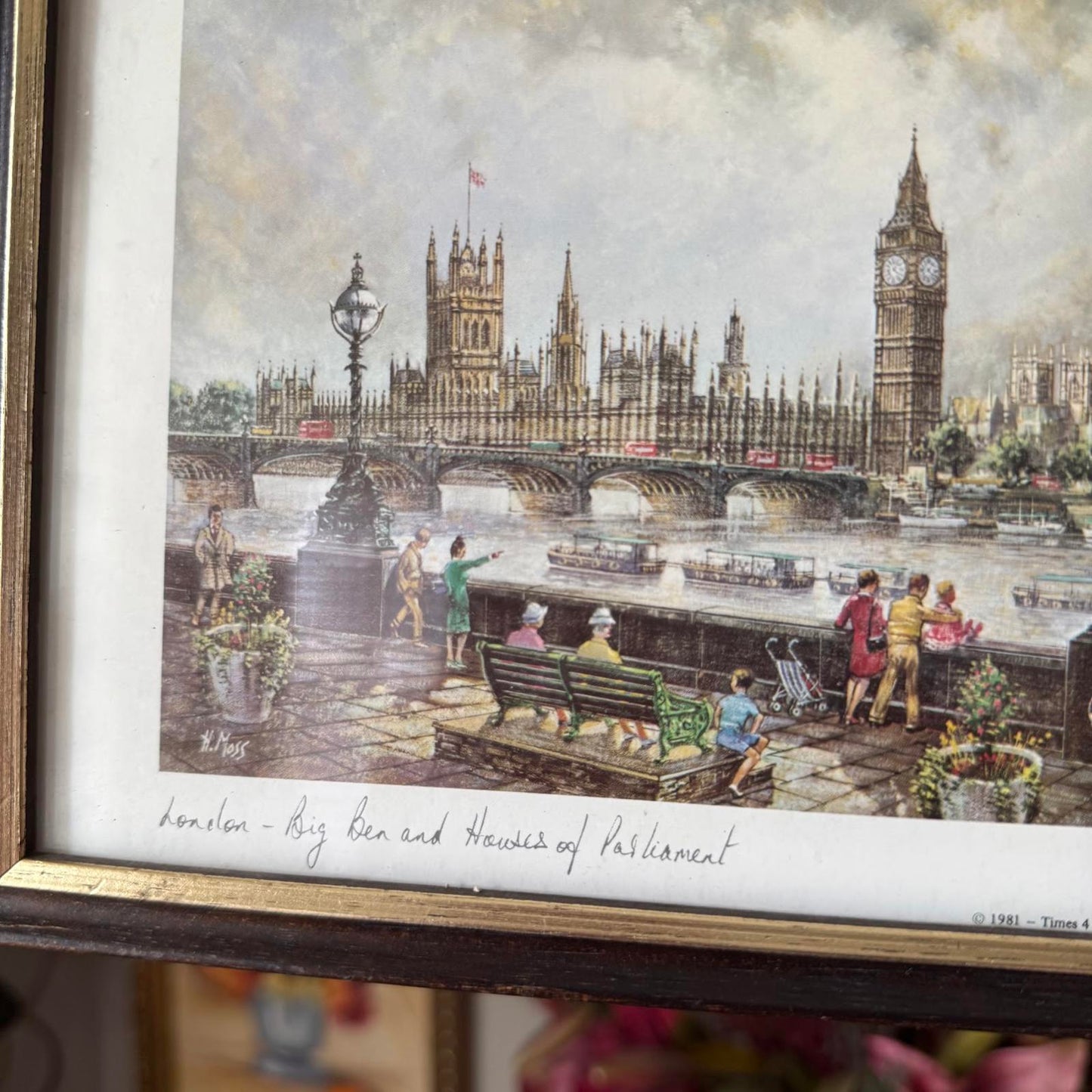 Vintage London Print in Wooden Frame