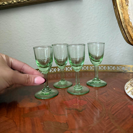 Vintage Mini Set of 4 Uranium Glass Cups
