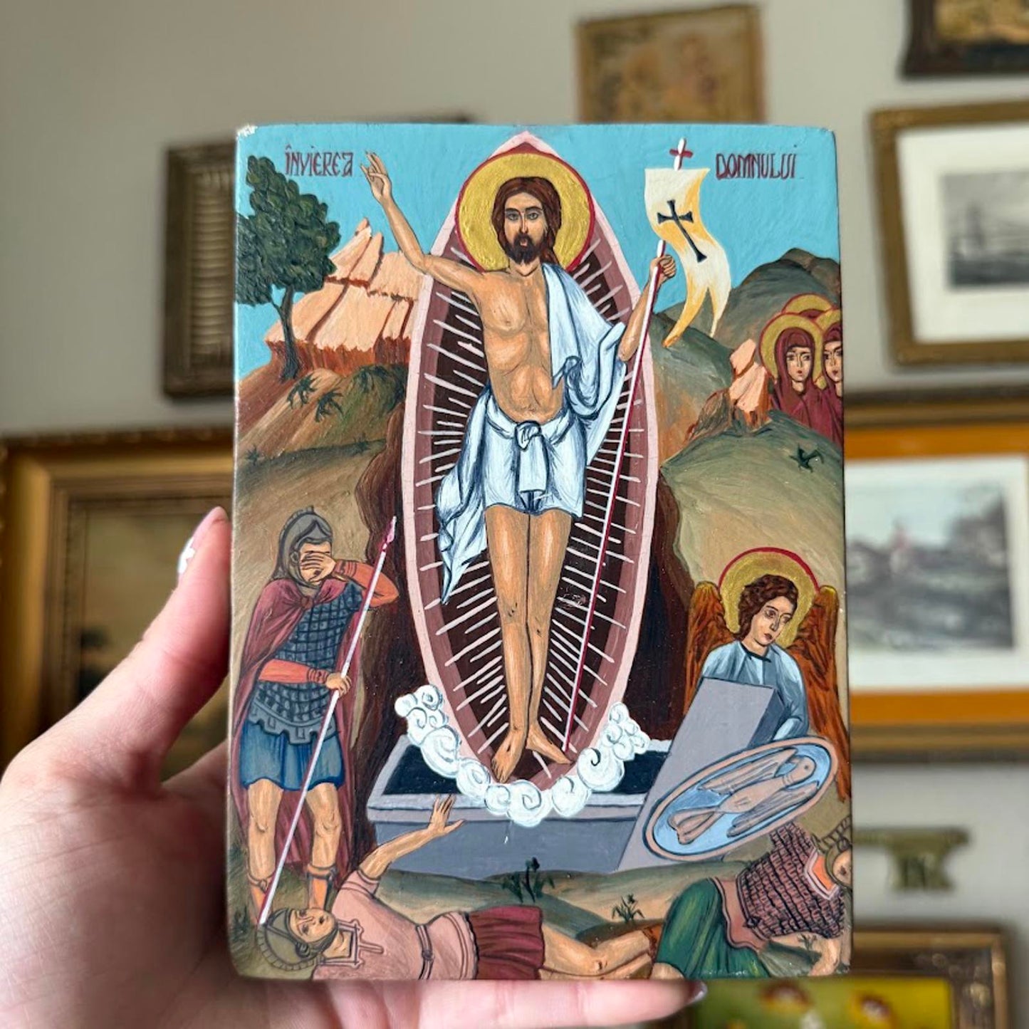 Hand-painted Religious Wooden Plaque