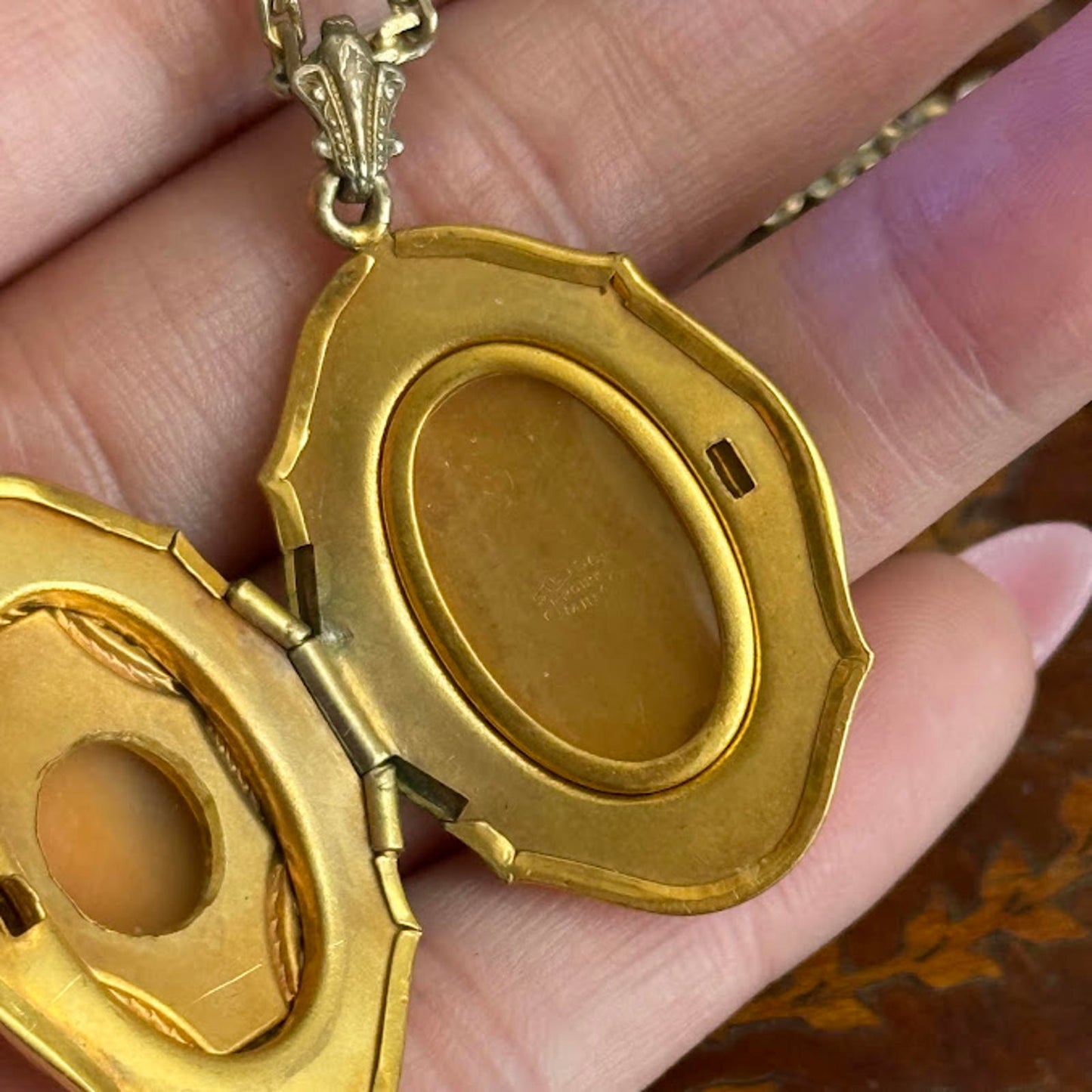Vintage Antique shell cameo Locket necklace