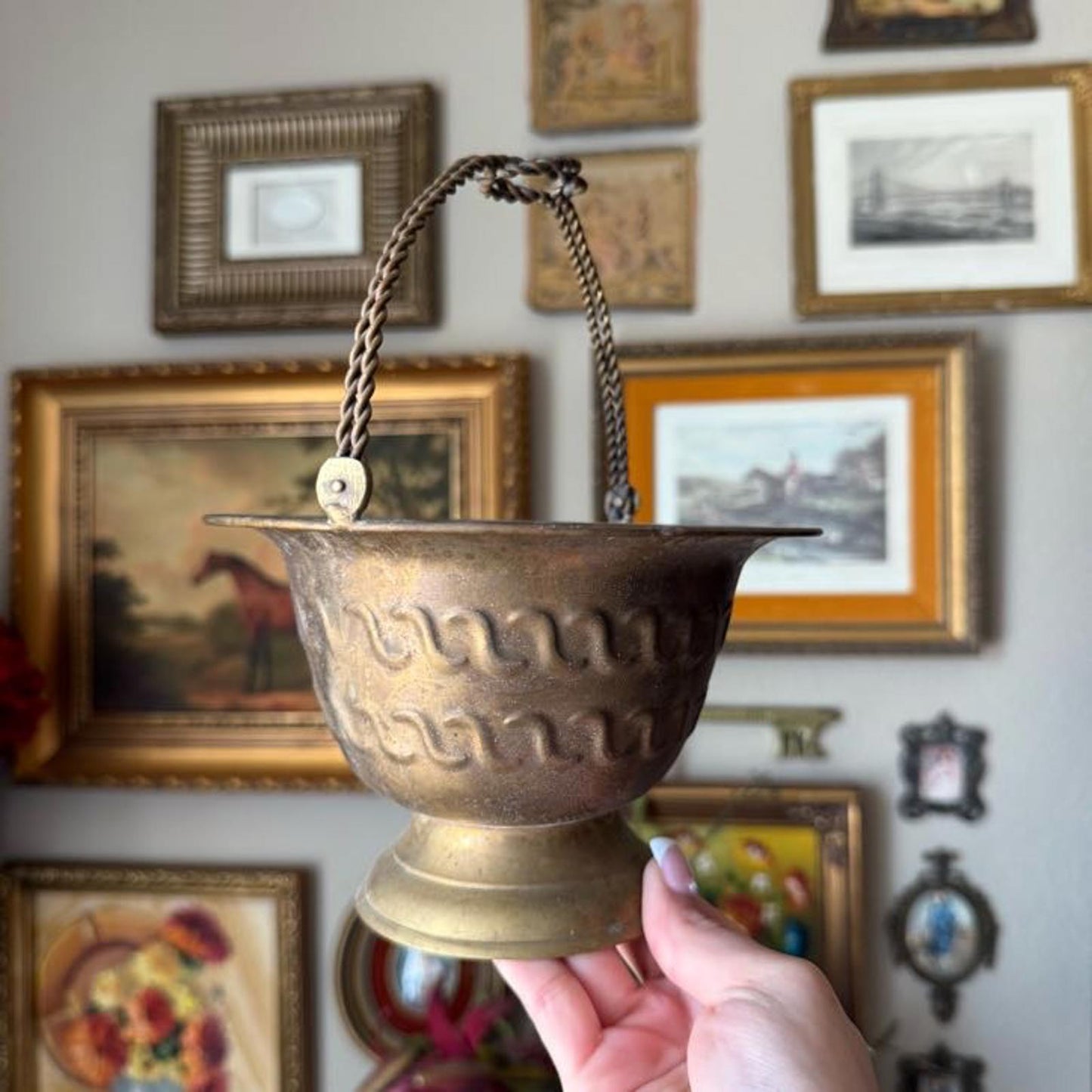 Vintage Brass Rope Detail Basket