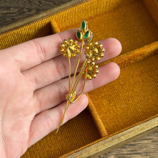 Vintage Rhinestone flower Bouquet brooch Multi Color