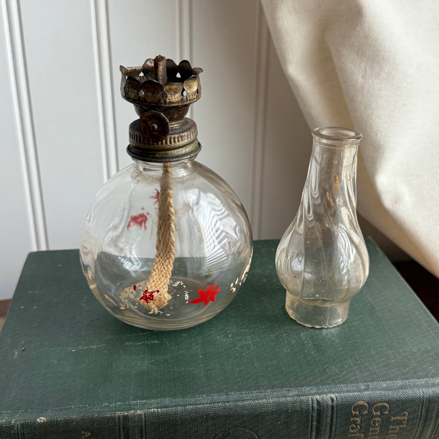 Vintage Miniature Mini Oil Lamp Clear Glass