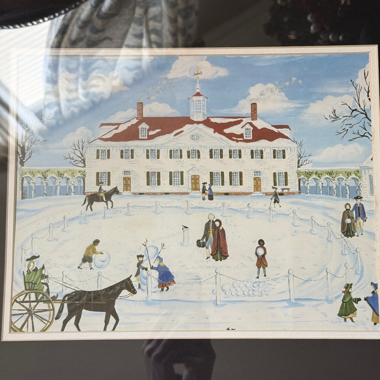 Vintage George Washington's Mount Vernon scenery Print Framed