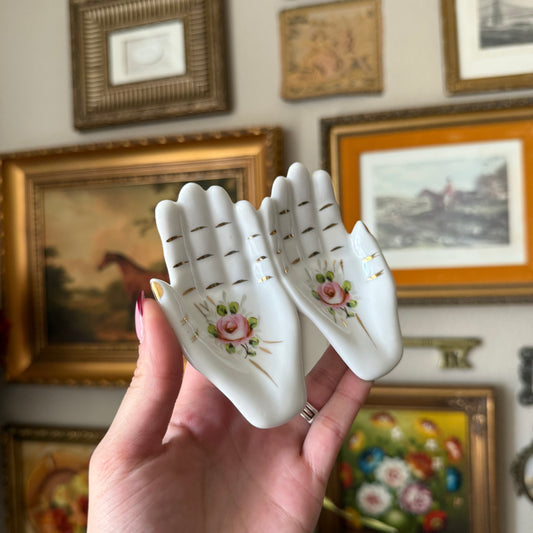 Vintage Hand Painted Hand trinket dish