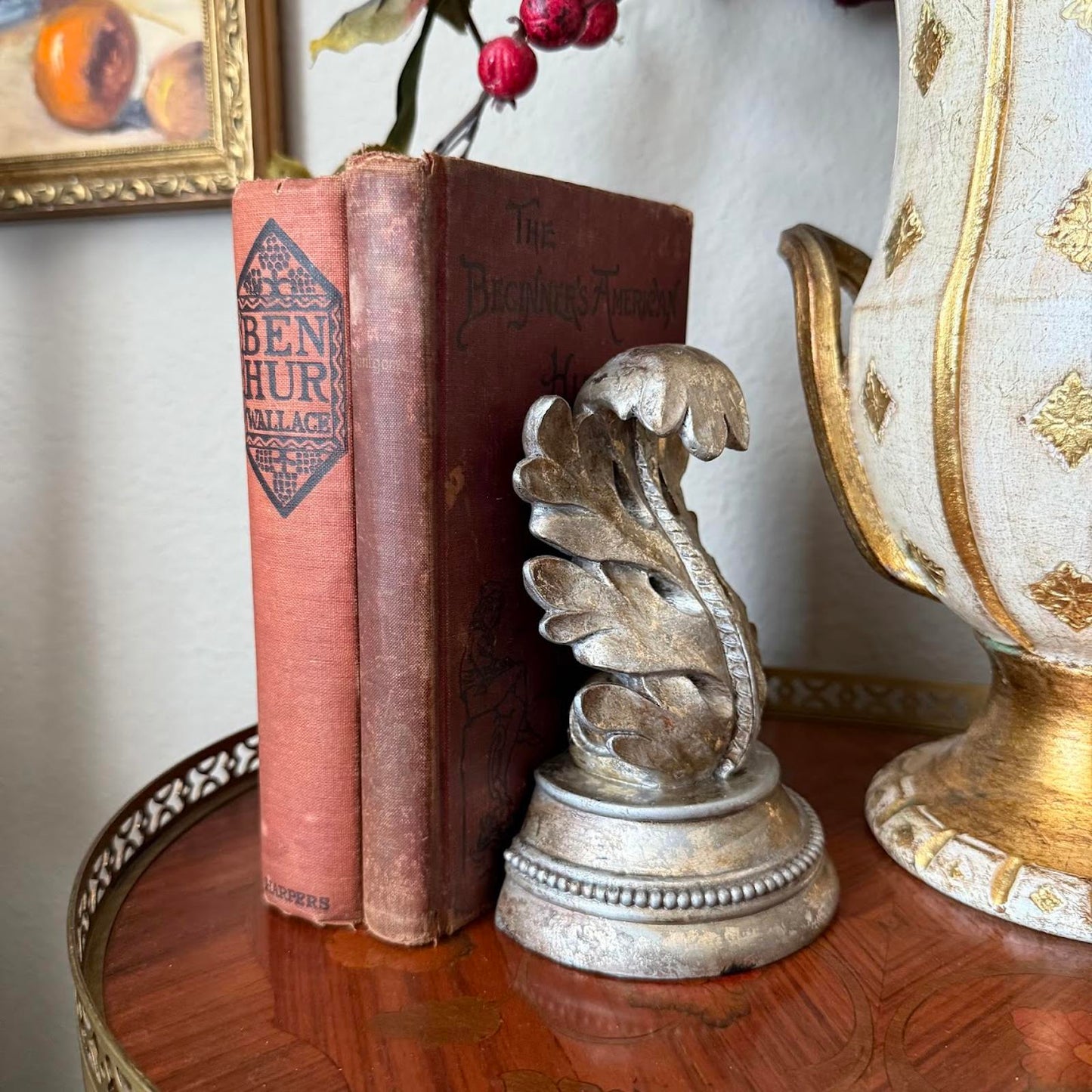 Vintage Neoclassical Leaf Bookend