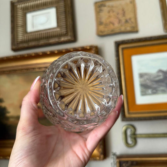 Vintage Glass Ice Bucket with Gold Detailing