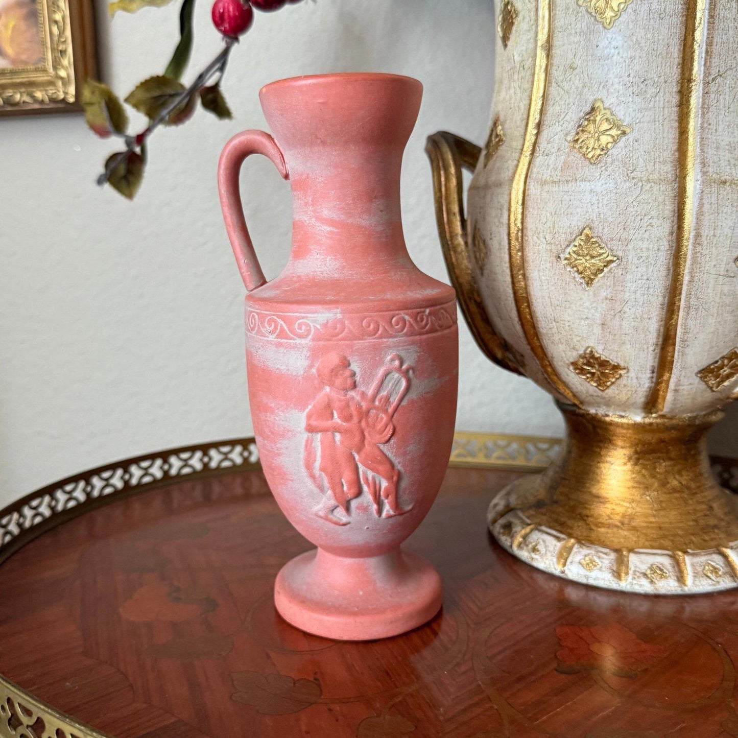 1960s NAPCO Greek Figure Vase Handpainted Red Clay Look