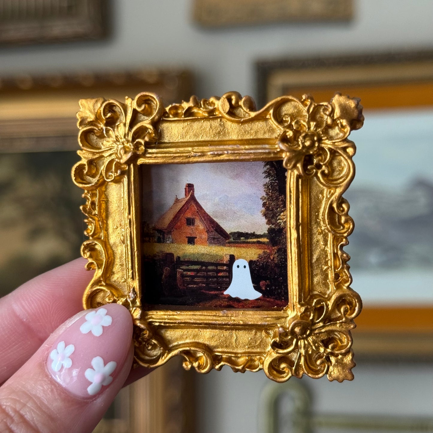 Vintage Style Resin ornate Mini ghost scenery art print Magnet