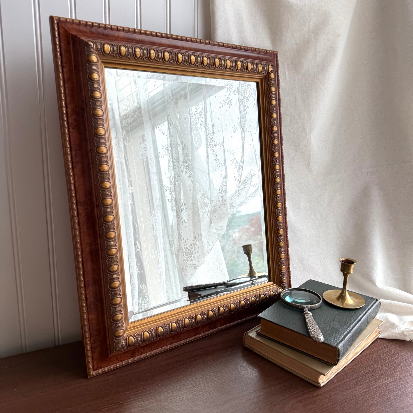 Gold detailed Beveled edge Mirror