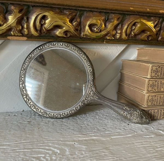 Antique Art Noveau Silver Ornate Vanity Mirror