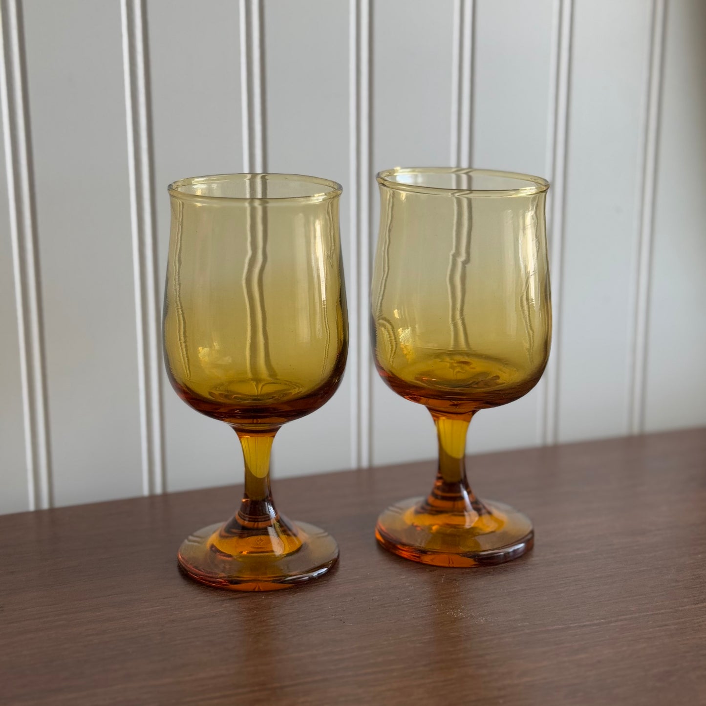 Libbey amber yellow wine glass