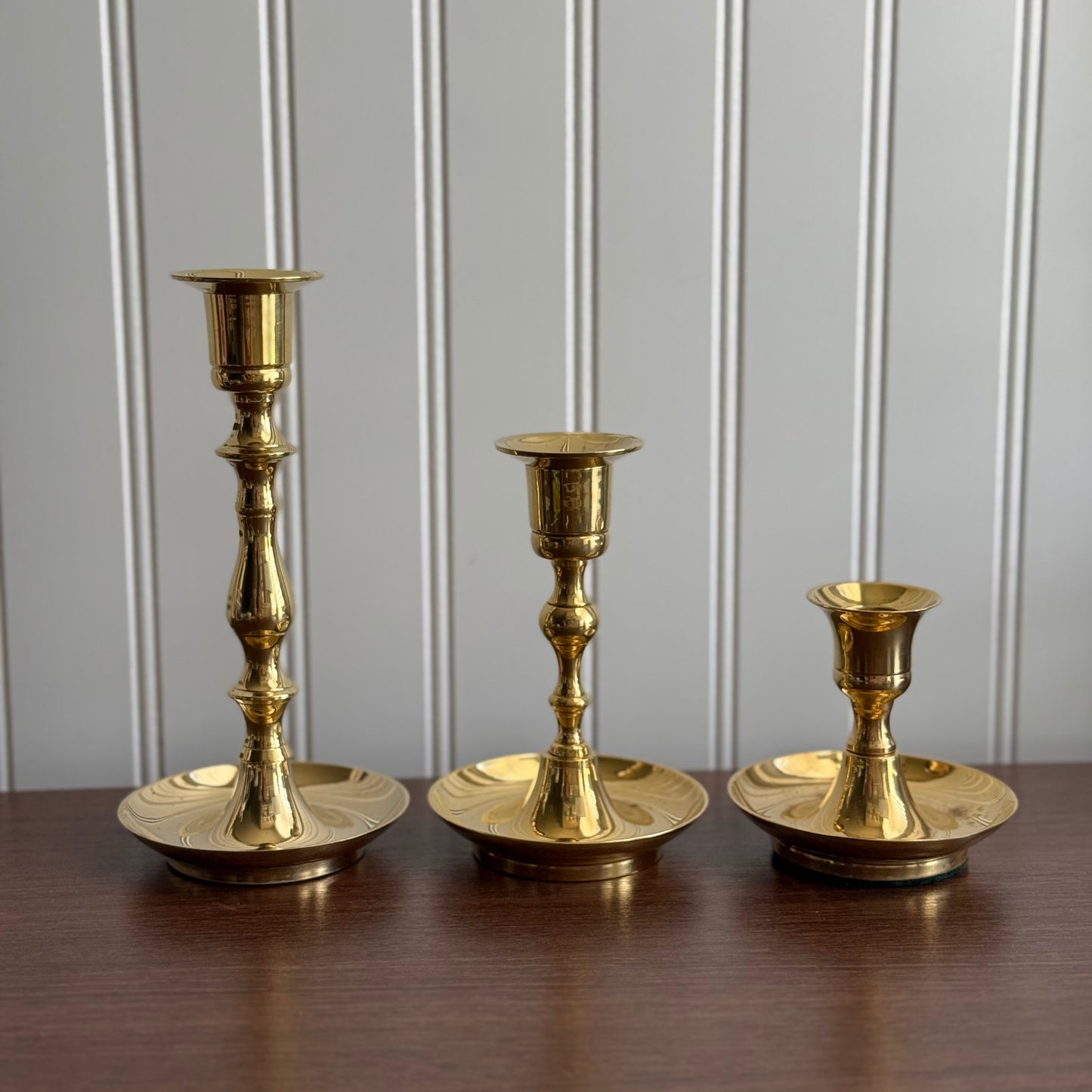 Set of 3 Gold candleholders Made in India