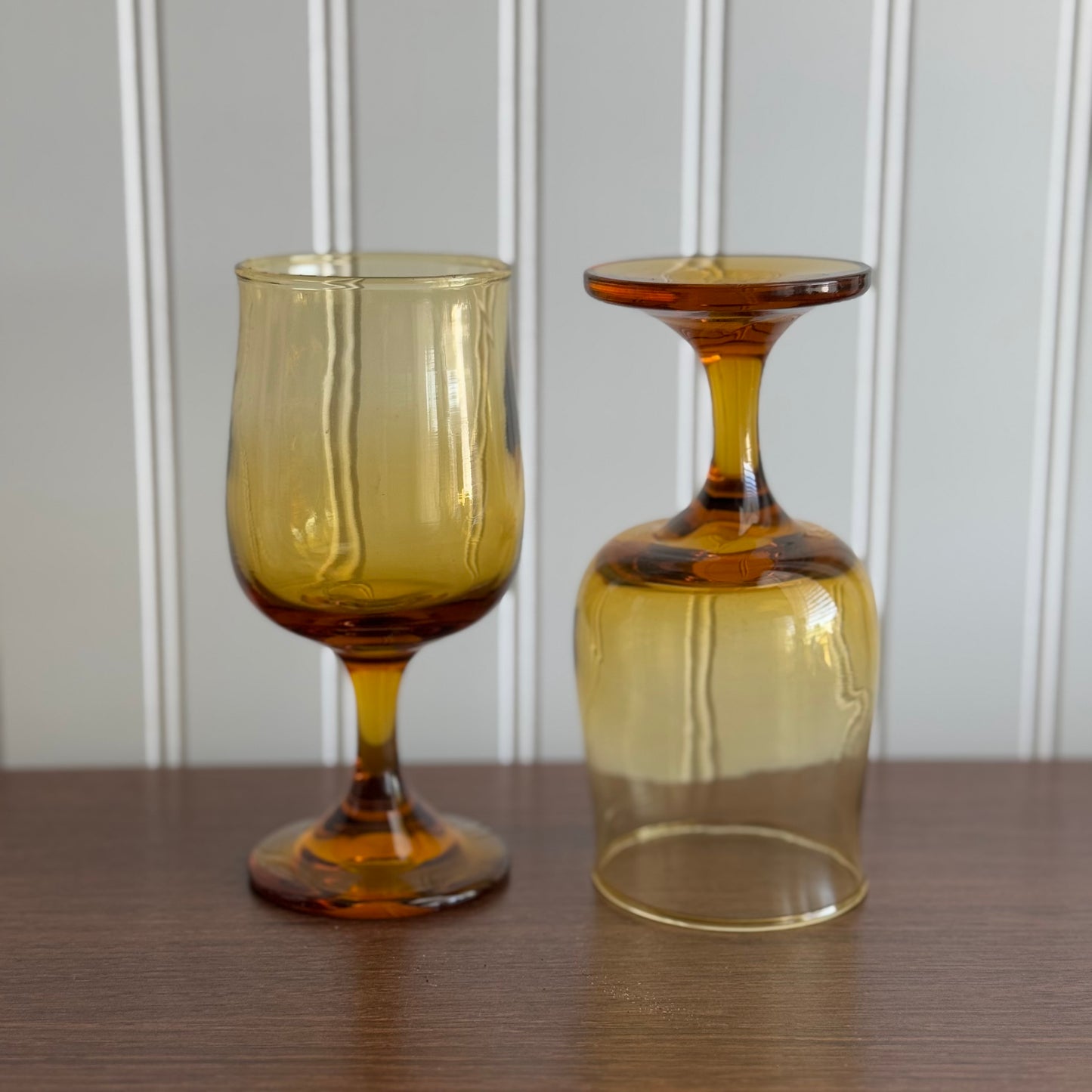 Libbey amber yellow wine glass