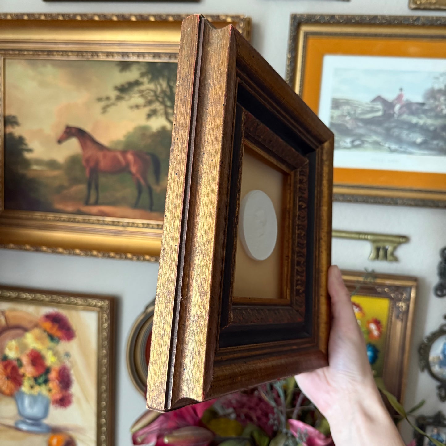 Vintage style framed plaster intaglio