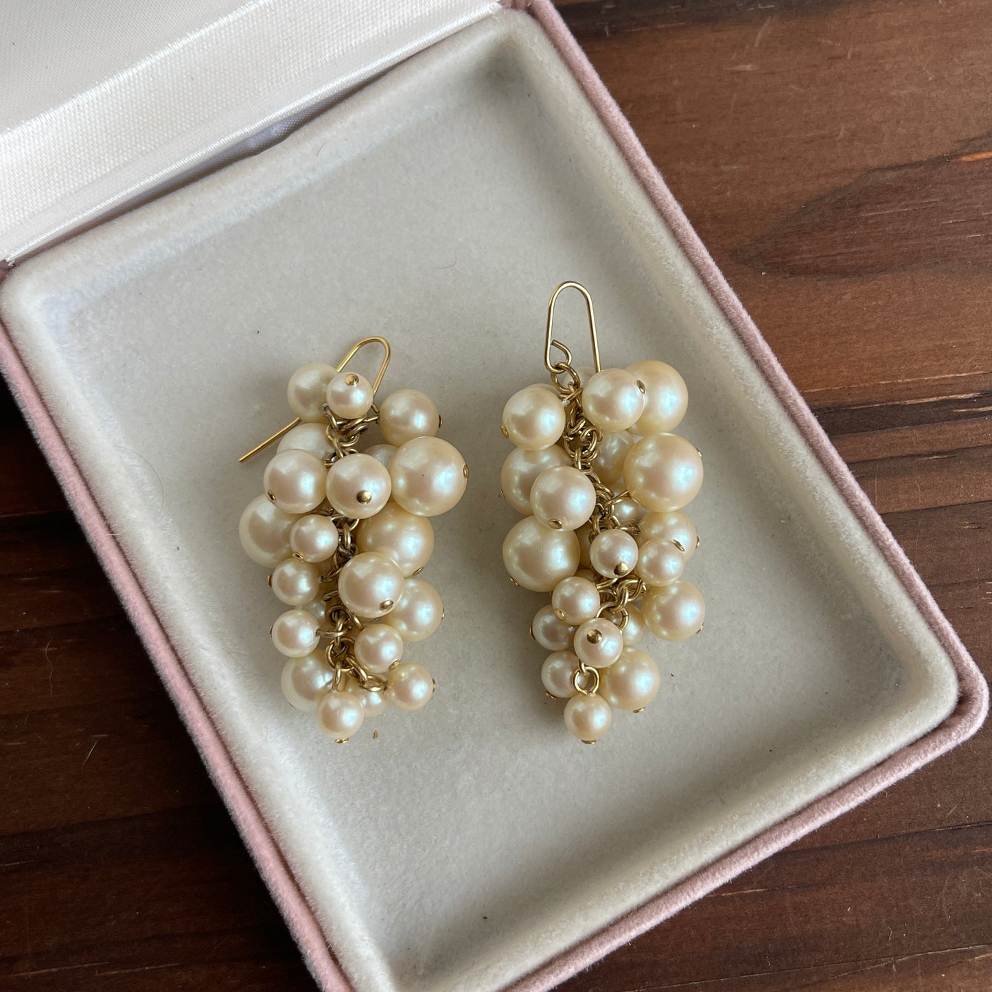 Vintage Monet grape cluster pearl earrings