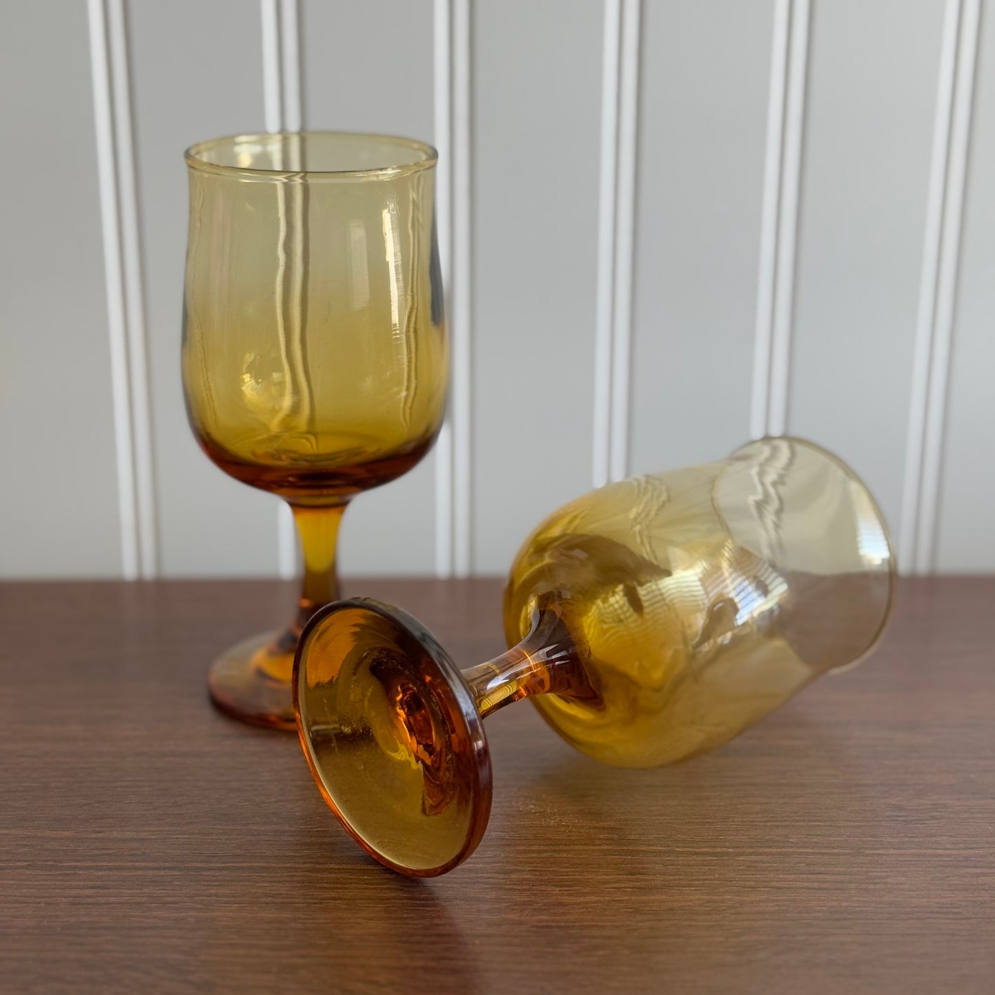 Libbey amber yellow wine glass