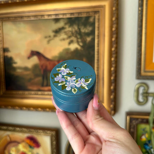 Vintage Hand-Painted Floral Trinket Box with Lid