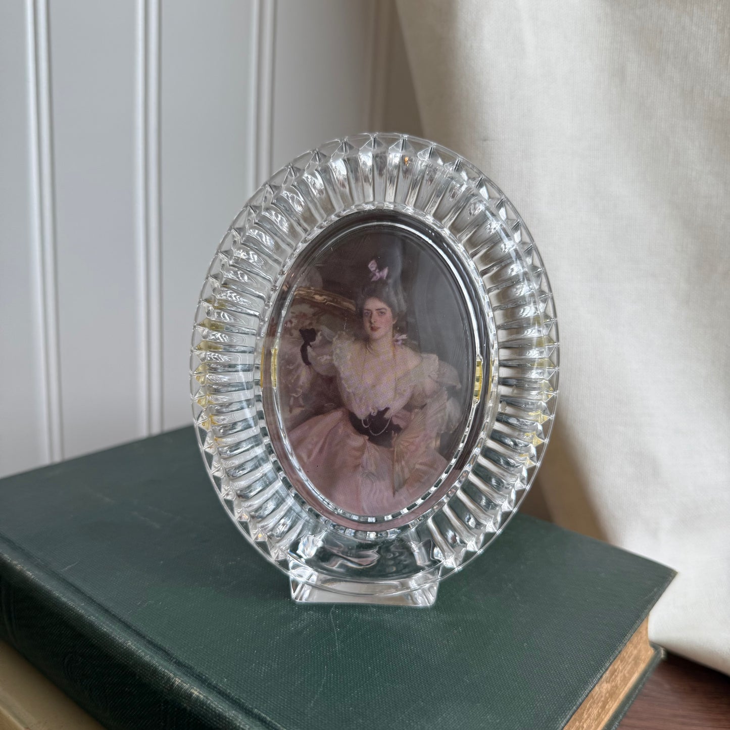 Vintage Oval glass clear Lady portrait Print Framed