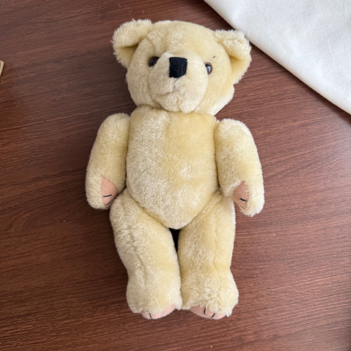 Vintage Jointed Posable Beige Plush Teddy Bear
