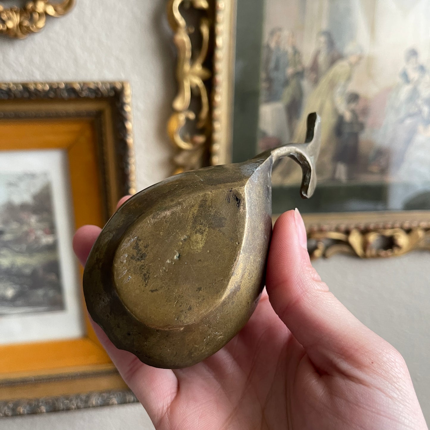Vintage Solid Brass Whale Ashtray /Paperweight