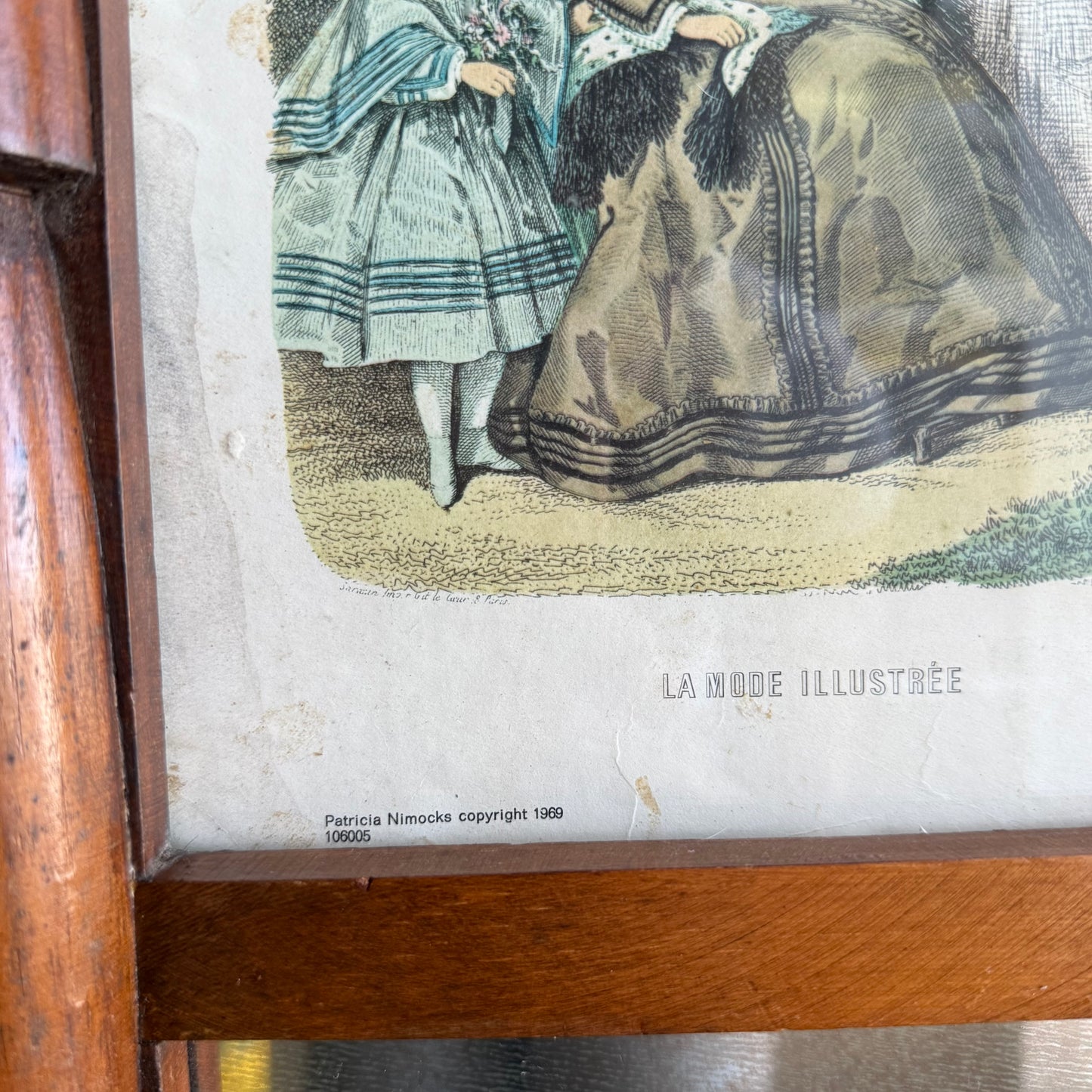 Vintage currier and Ives Ladies Print Mirror Framed