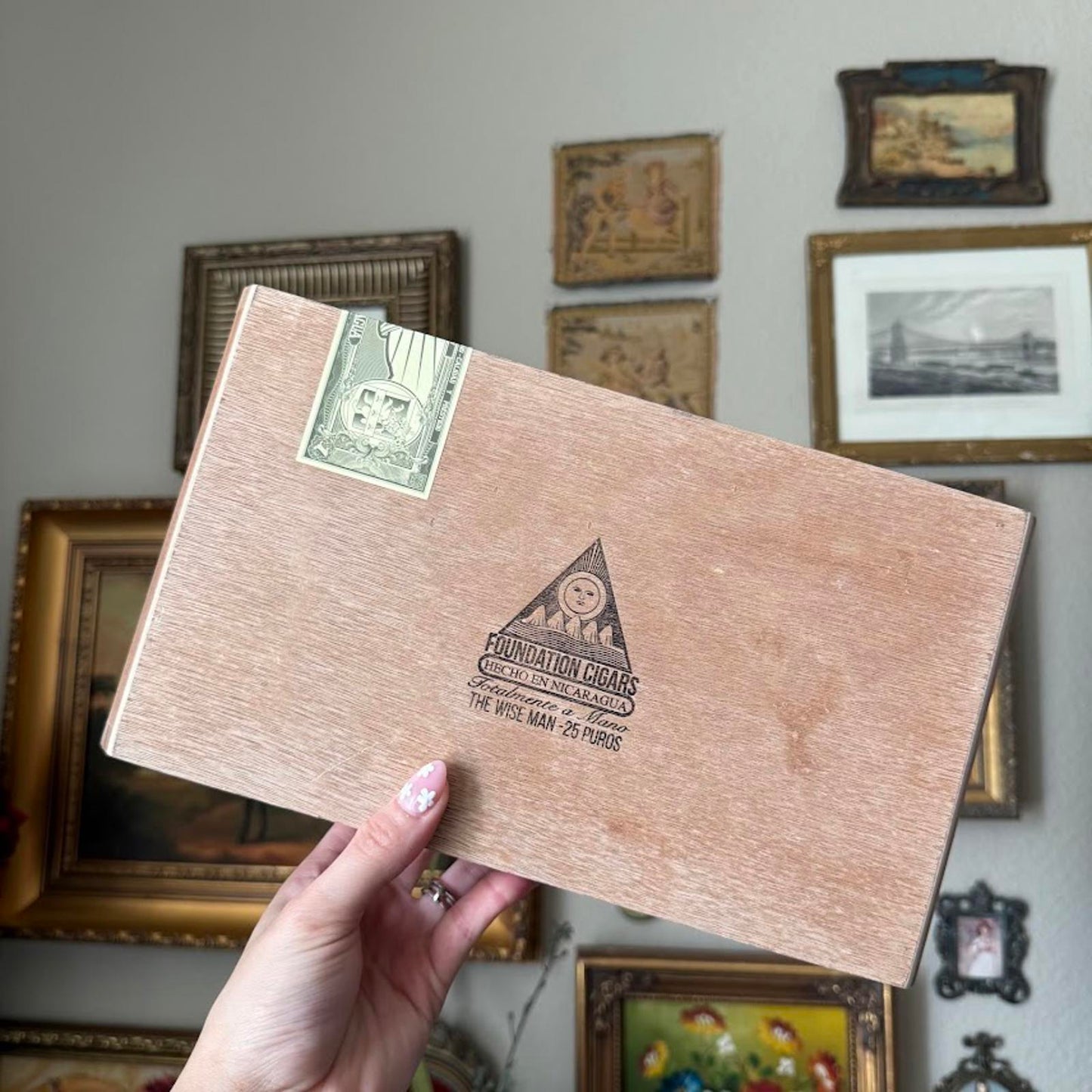 Vintage The Wise Man Cigar Box