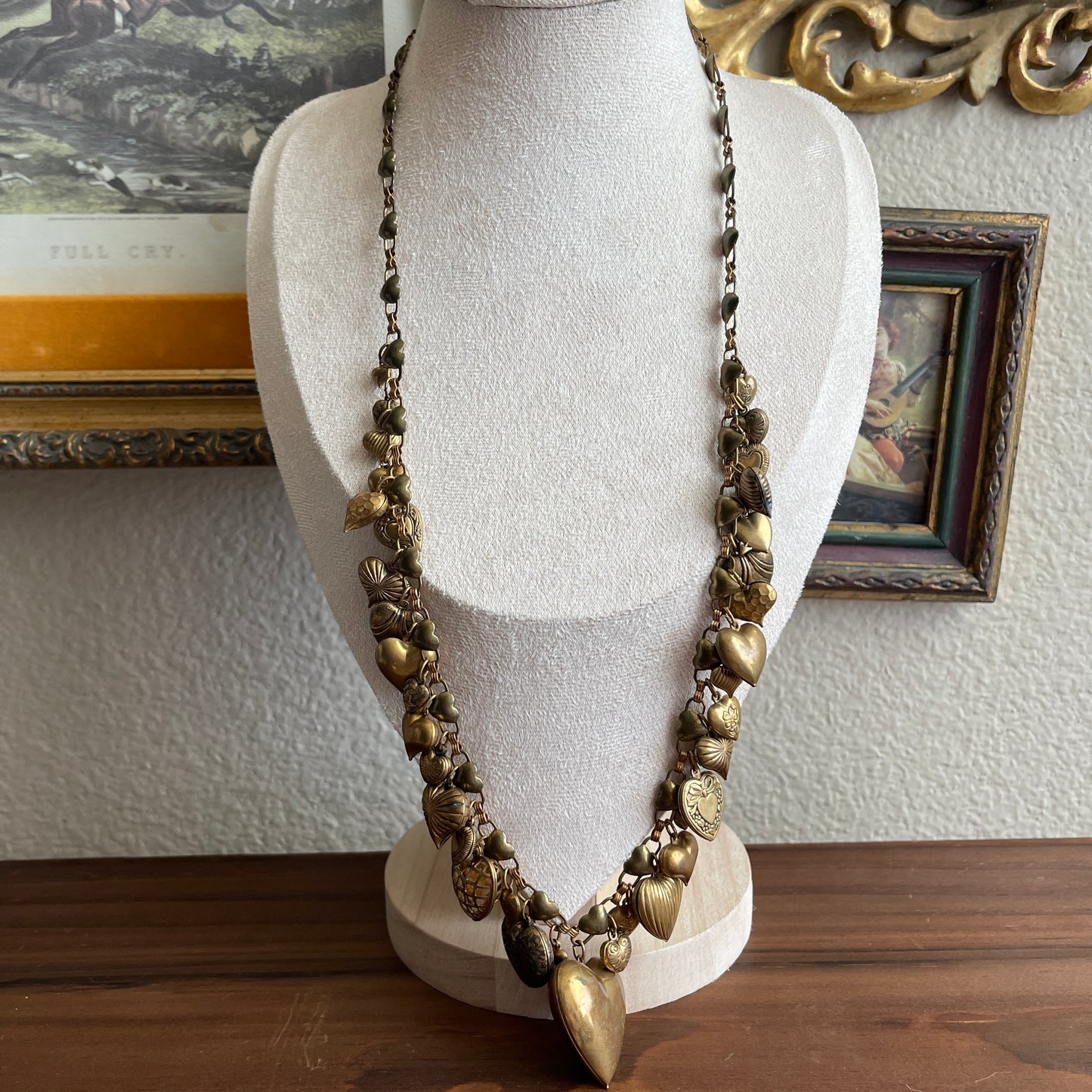 Vintage heart charms full necklace