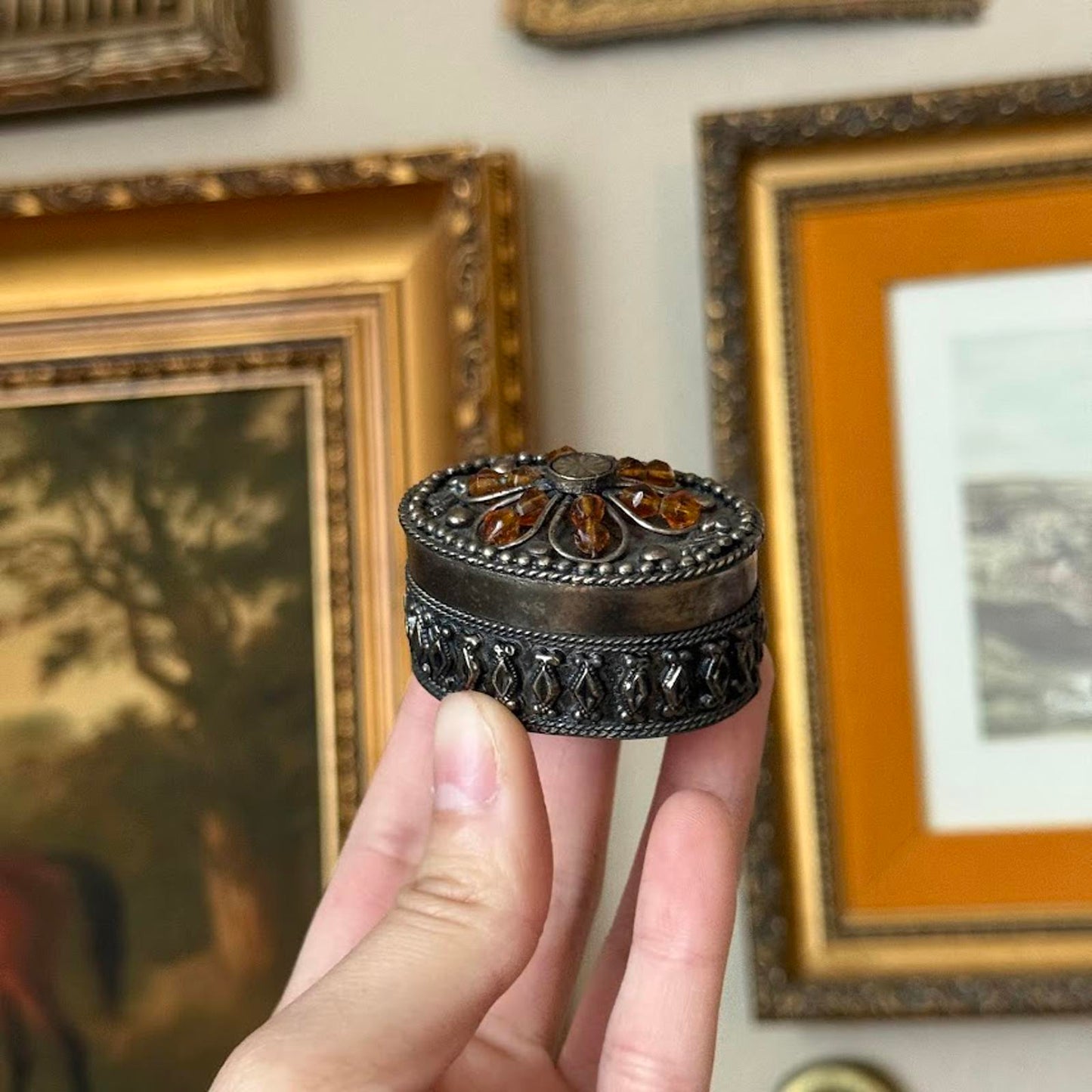 Vintage Mini Metal Trinket Box