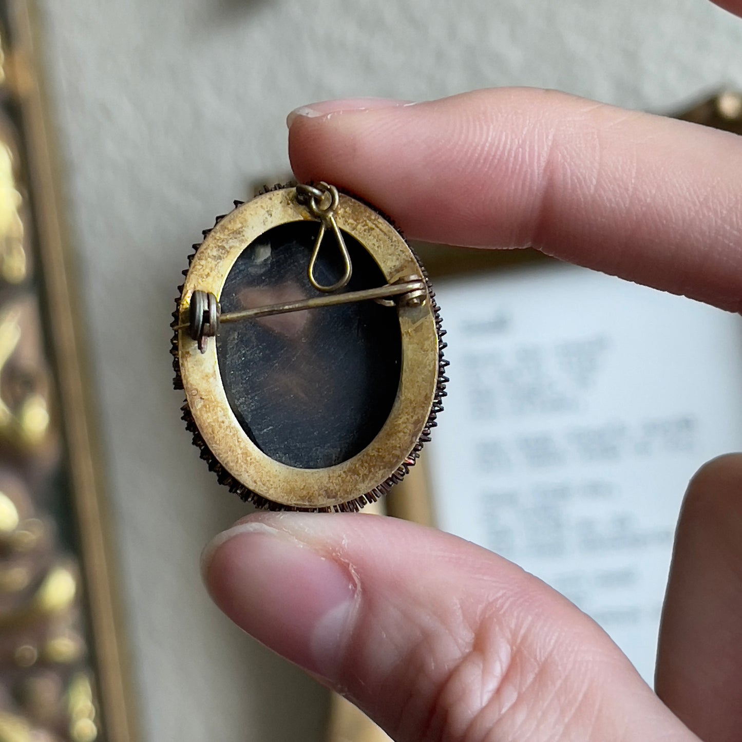 Vintage antique silver Mother of Pearl Carved Cameo brooch & pendant