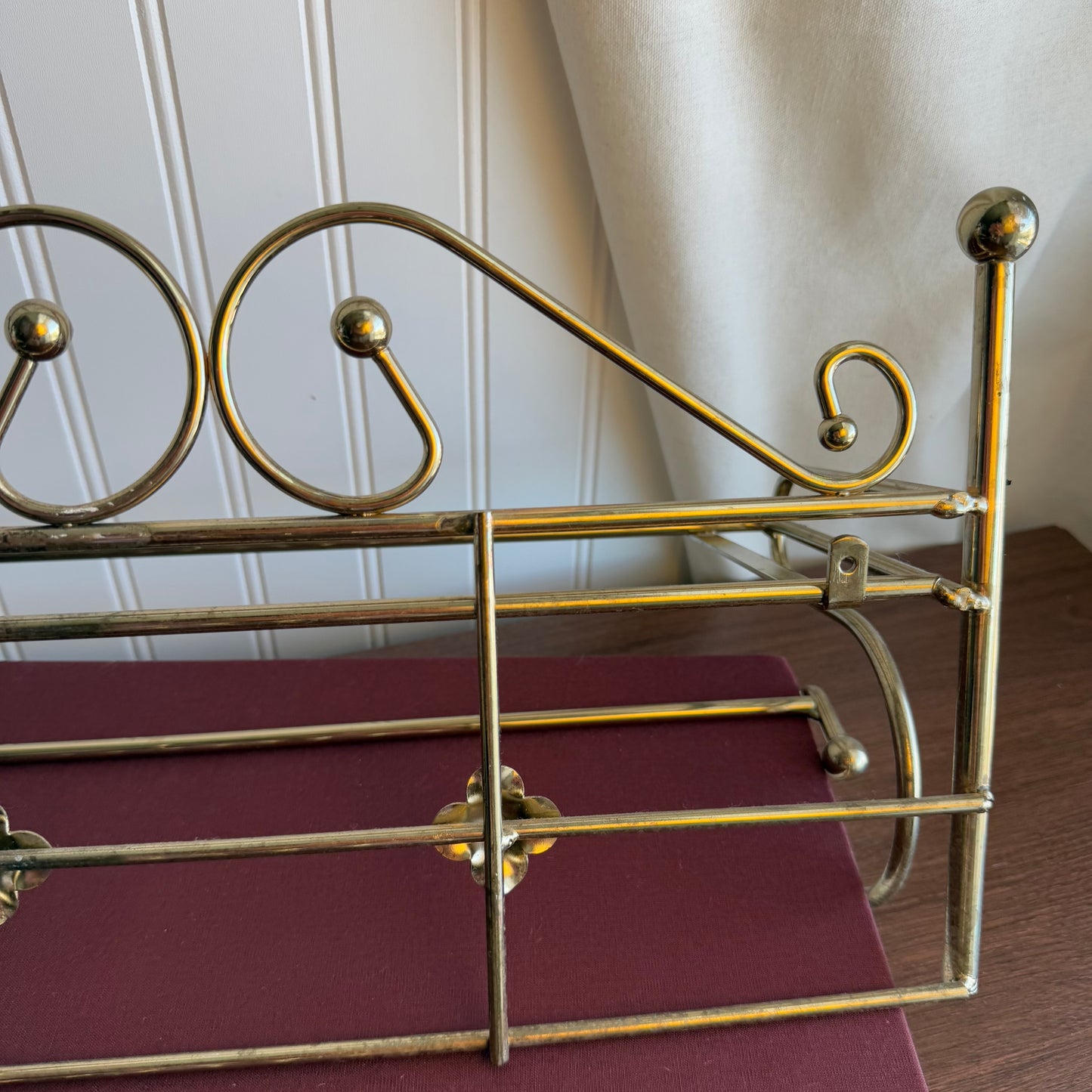 Vintage Metal & Glass Wall Mount Shelf & Bath Towel Bar