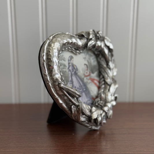 Vintage Silver Tone Heart Frame with Print