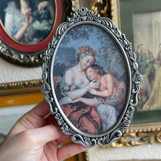 Vintage metal silver tone frame with fairy Art Print