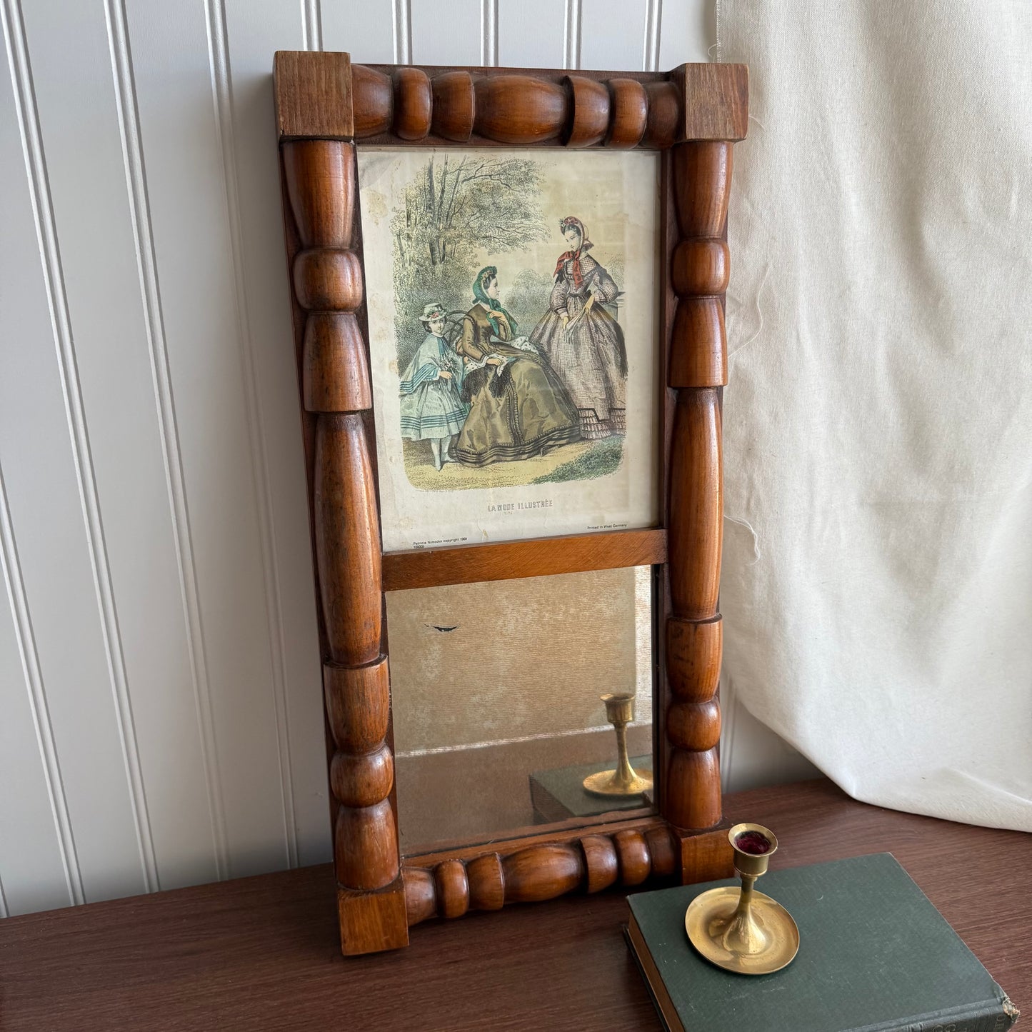 Vintage currier and Ives Ladies Print Mirror Framed