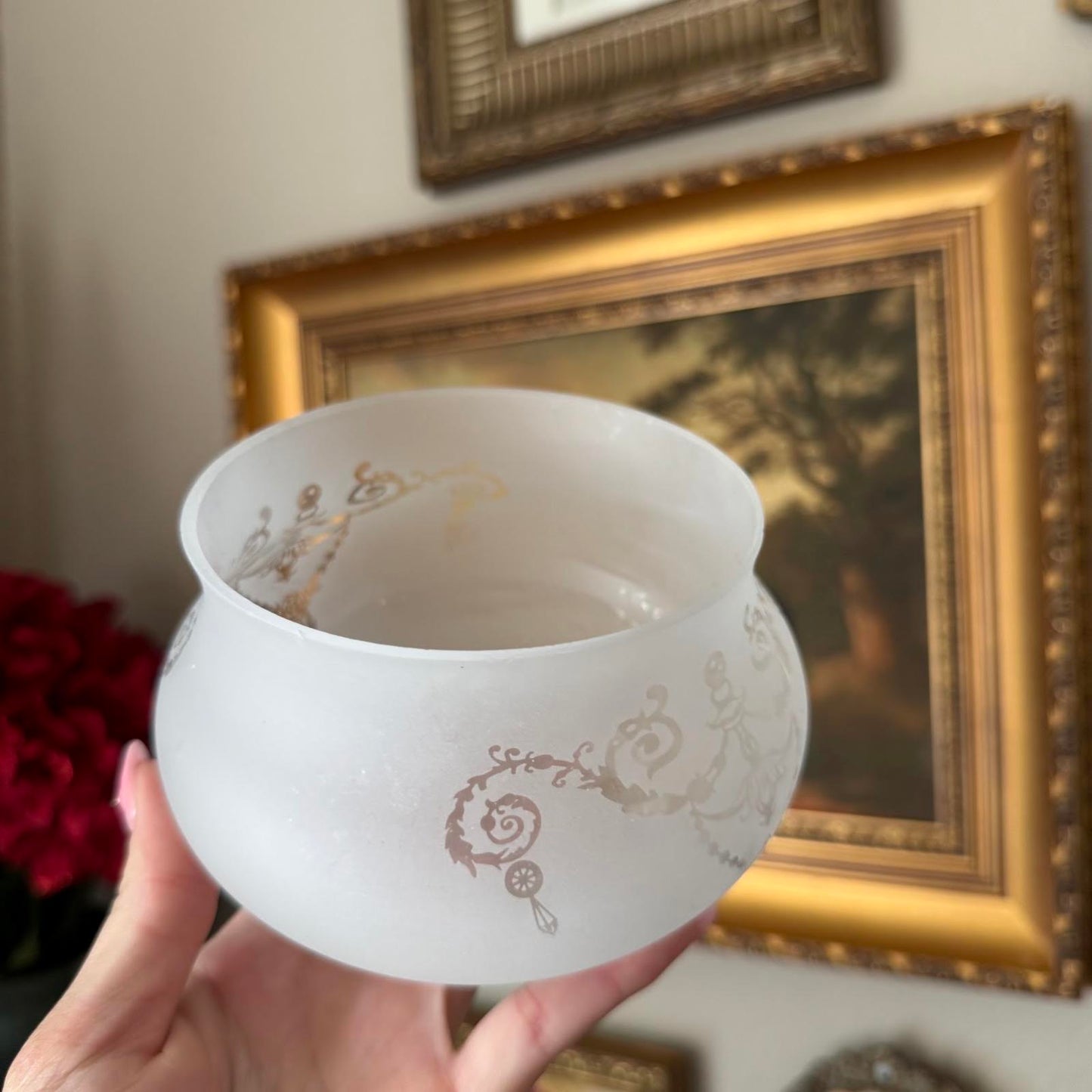 Vintage Frosted Glass Bowl and Lid