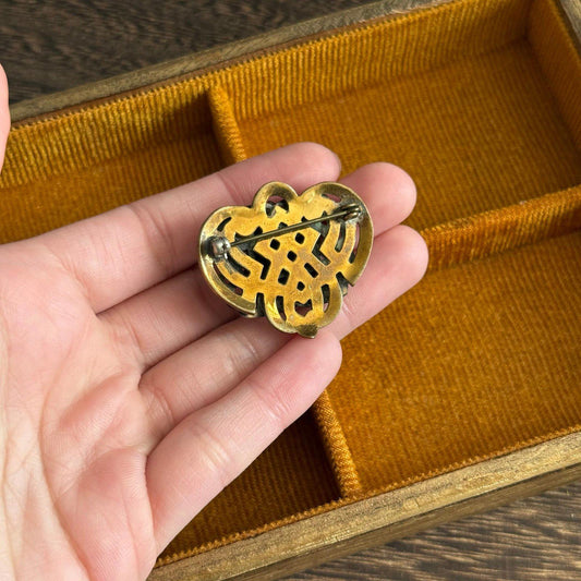 Vintage Victorian revival cameo brooch gold tone