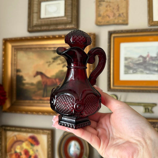 Vintage Avon 1876 Cape Cod Collection Ruby Red Glass Oil Bottle