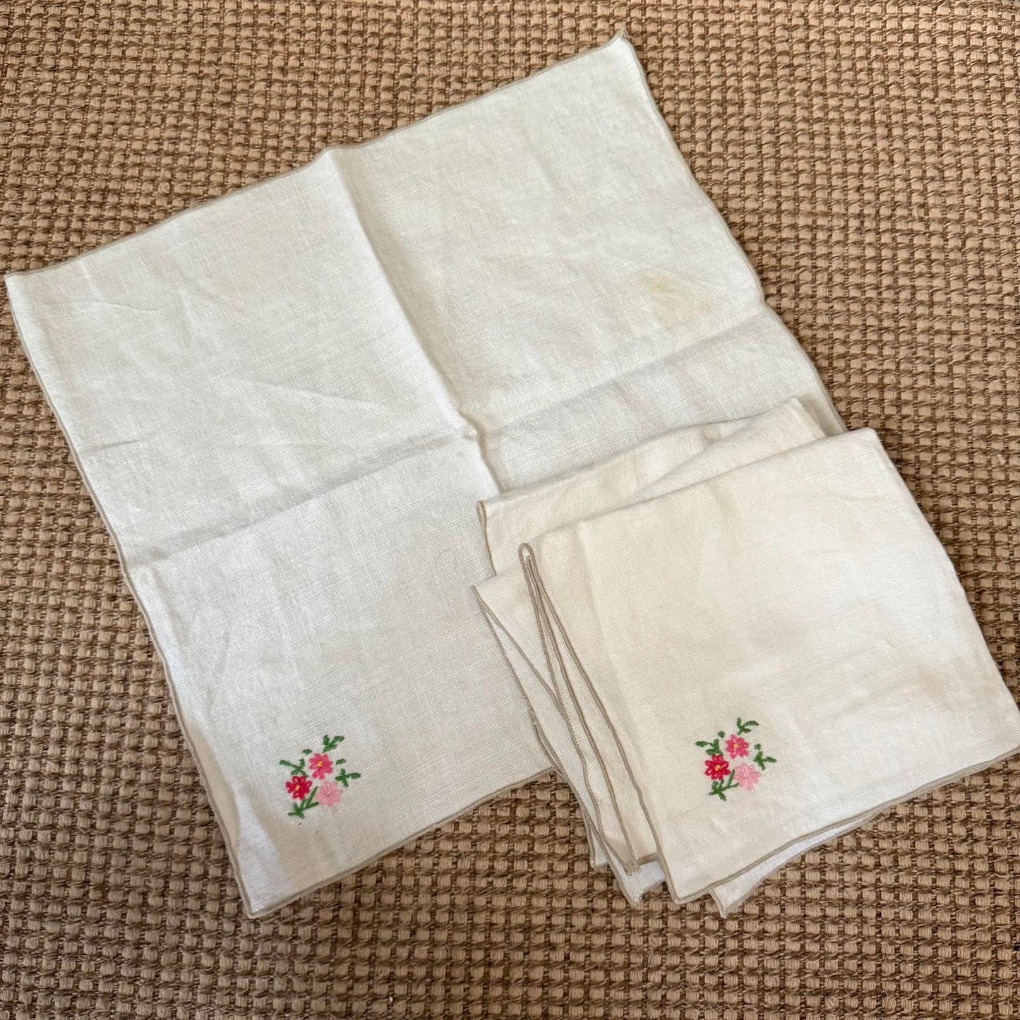 Vintage Floral Embroidered Napkins