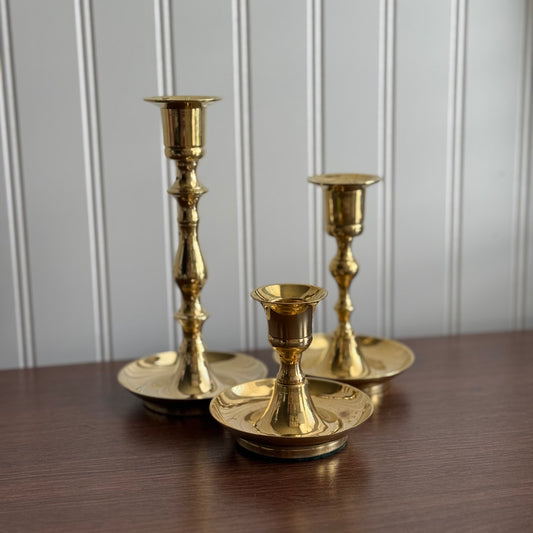 Set of 3 Gold candleholders Made in India