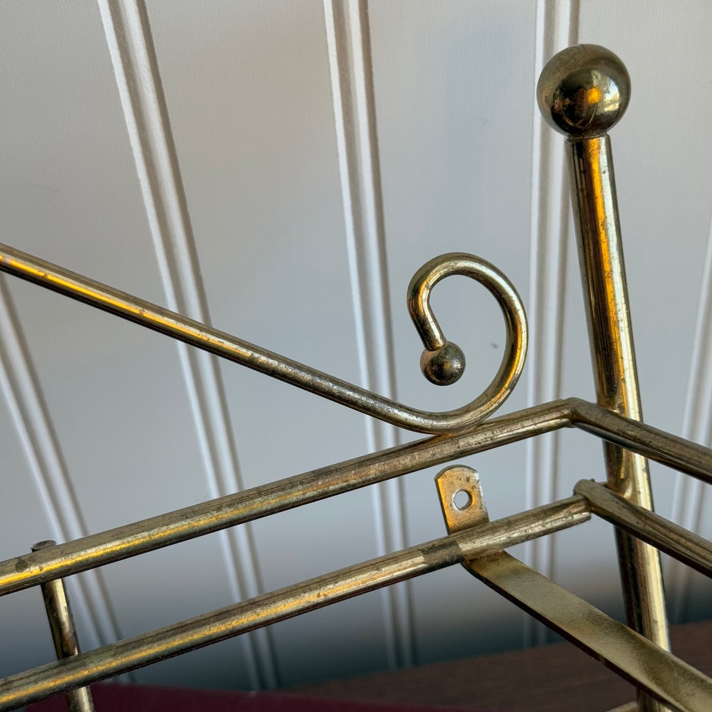 Vintage Metal & Glass Wall Mount Shelf & Bath Towel Bar