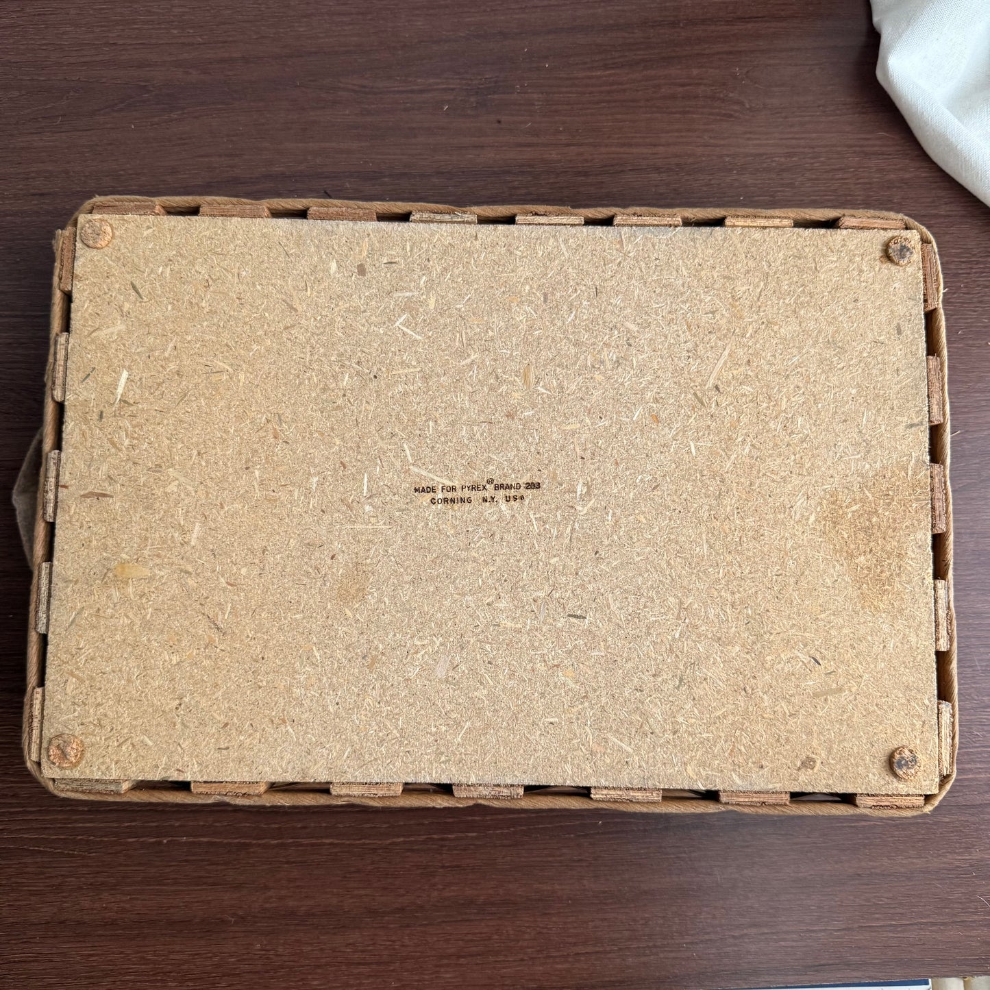 Pyrex Travel Serving Cork and Woven Wicker Tray